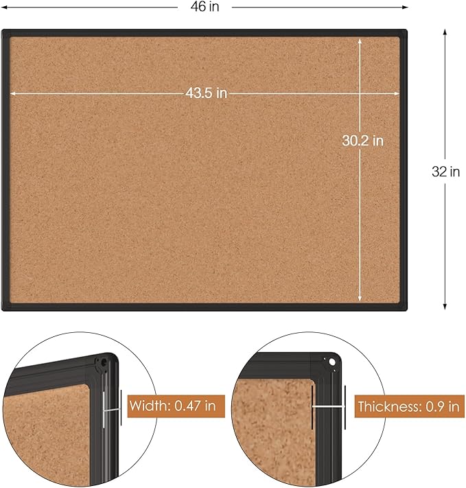 Cork Board Bulletin Board 48" x 36", Office Board - Image 5