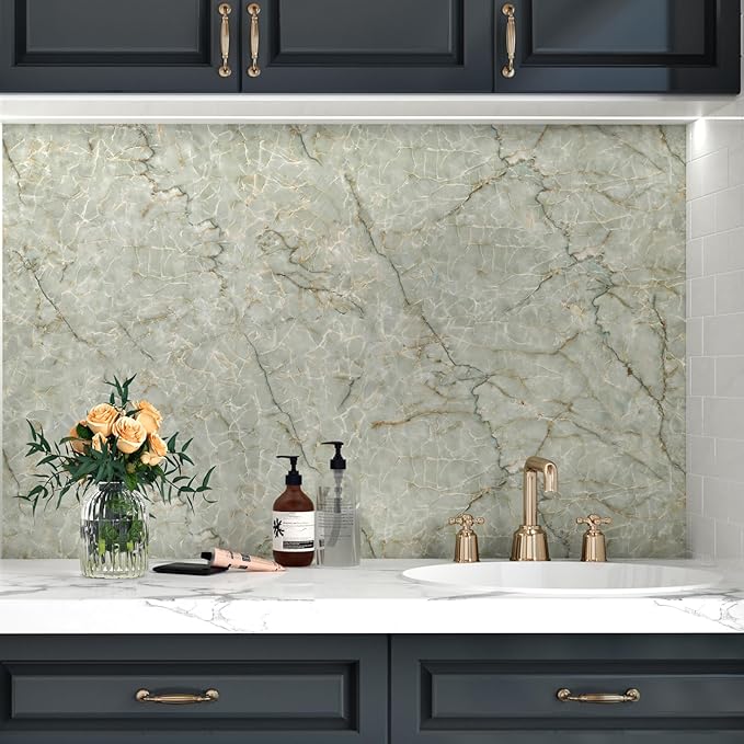 Cyan Marble Contact Paper for Countertops Waterproof Marble Wallpaper Peel and - Image 6