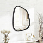 Irregular Wall Mirror Asymmetrical White Mirror Modern Wood Frame Unique Shape - Image 2