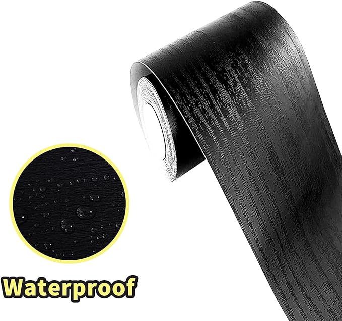 Teemall 10M Black Wood Grain Removable PVC Waterproof Border Wall Decor - Image 4
