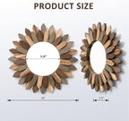 Honiway Boho Wall Decor Mirror 2 Pack 12 inch Rustic Wood Decorative Mirror - Image 6