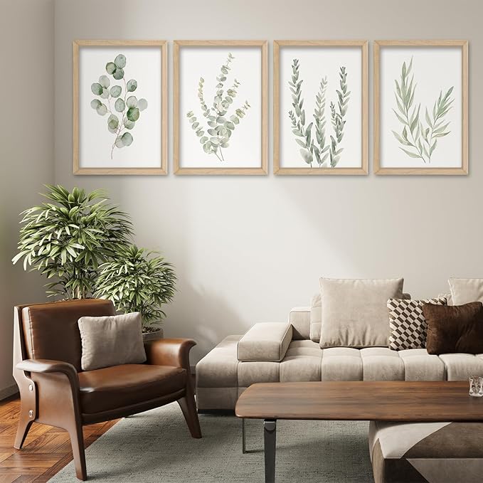 YWJKWLGS Botanical Watercolor Prints Sign Sage Green Eucalyptus Wall Decor - Image 4