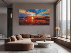 Anolyfi Sunset Wall Art for Living Room, Reed Lake Wall Decor Red Artwork for - Image 6