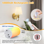 Battery Operated Wall Sconces set of Two, Wireless Wall Sconces - Image 5