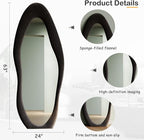 Honyee Full Length Mirror, Flannel Wrapped Wooden Frame Floor Mirror, Irregular - Image 5