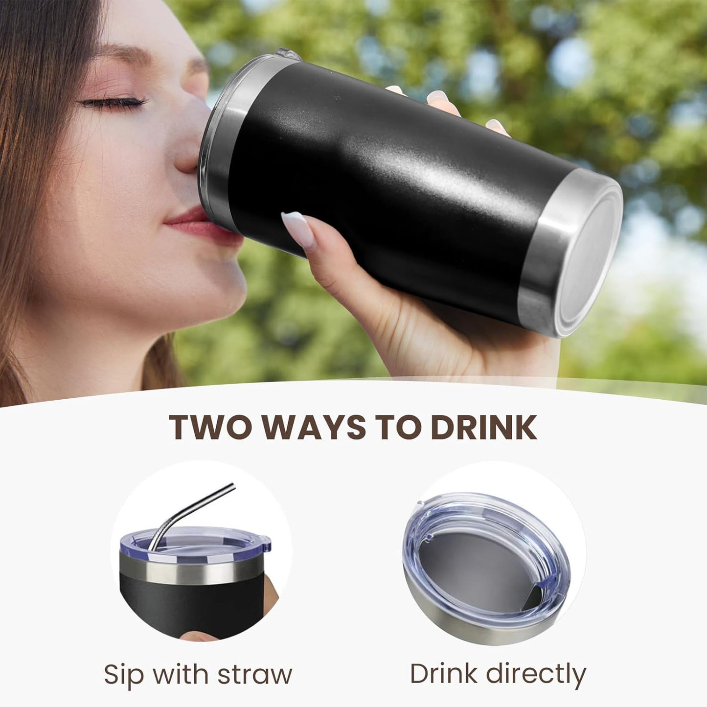 MEWAY 20oz Tumbler Cup Double Wall Vacuum Insulated Travel Mug Bulk, Stainless Steel Tumblers with Lid and Straw, Durable Powder Coated Coffee Cups for Cold & Hot Drinks (Rose Gold, 1)