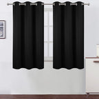 LEMOMO Black Blackout Curtains/38 x 54 Inch/Set of Two Panels Grommet Living by Lemomo