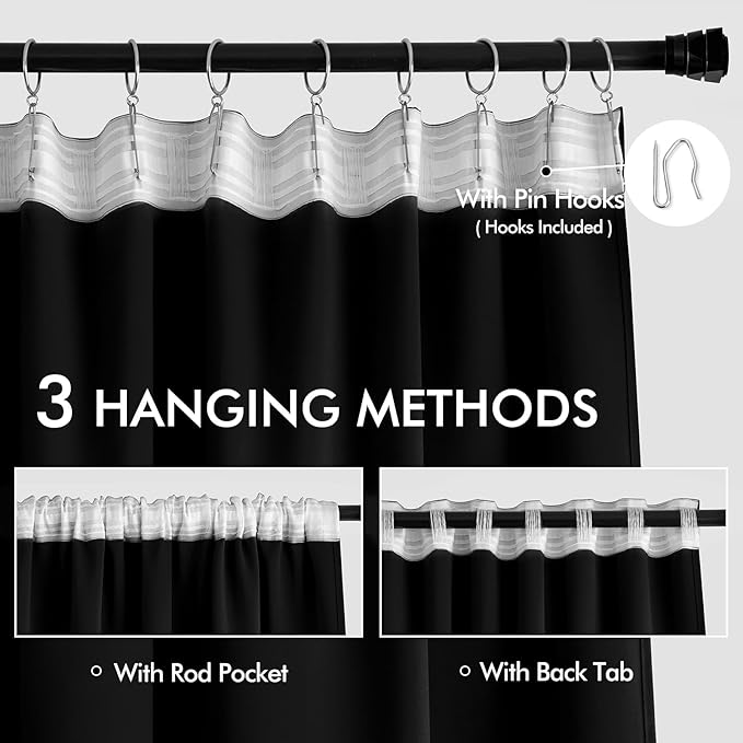 MIULEE Back Tab Blackout Curtains 84 Inch Length 2 Panels Set - Image 3