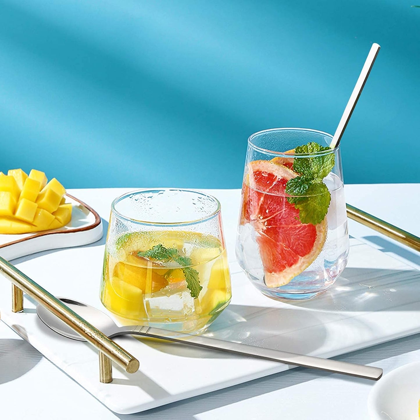 Morcte 12 Piece Long Ice Tea Spoon, Stainless Steel Long Handle Stirring Spoon