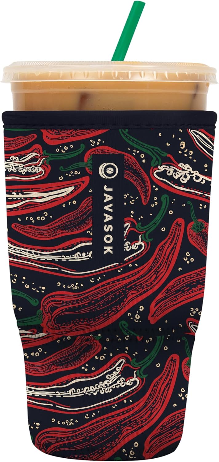 Sok It JavaSok Iced Coffee & Cold Soda Insulated Neoprene Cup Sleeve (Hot Stuff, Large: 30-32oz)