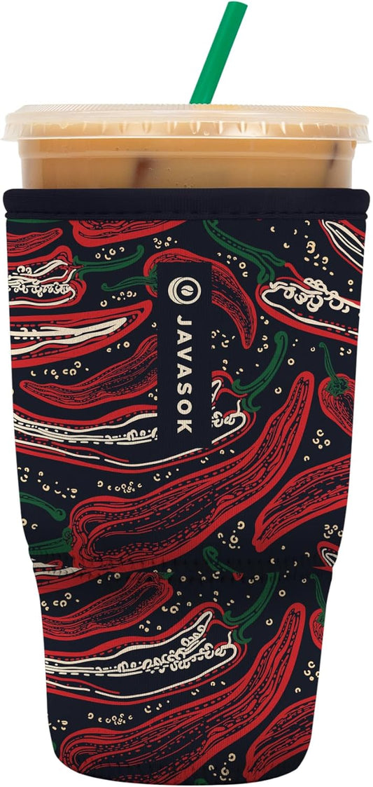 Sok It JavaSok Iced Coffee & Cold Soda Insulated Neoprene Cup Sleeve (Hot Stuff, Large: 30-32oz)