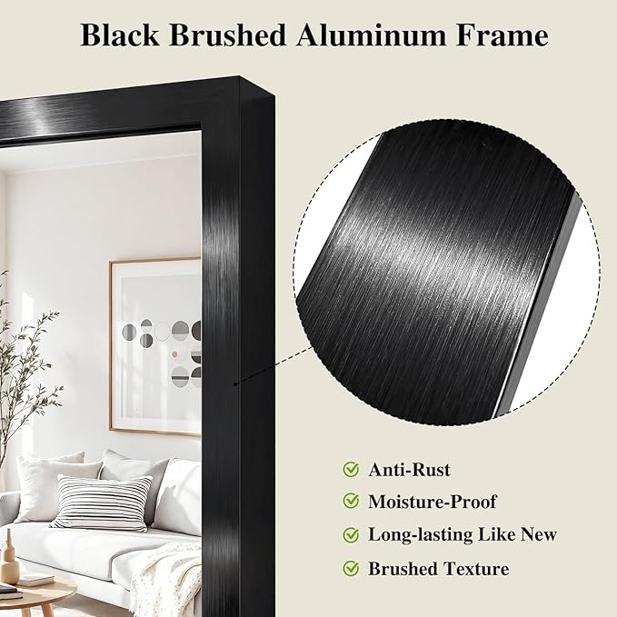 Koonmi Black Mirrors for Wall, 30x48 Inch Bathroom Mirror, Rectangular Wall - Image 4