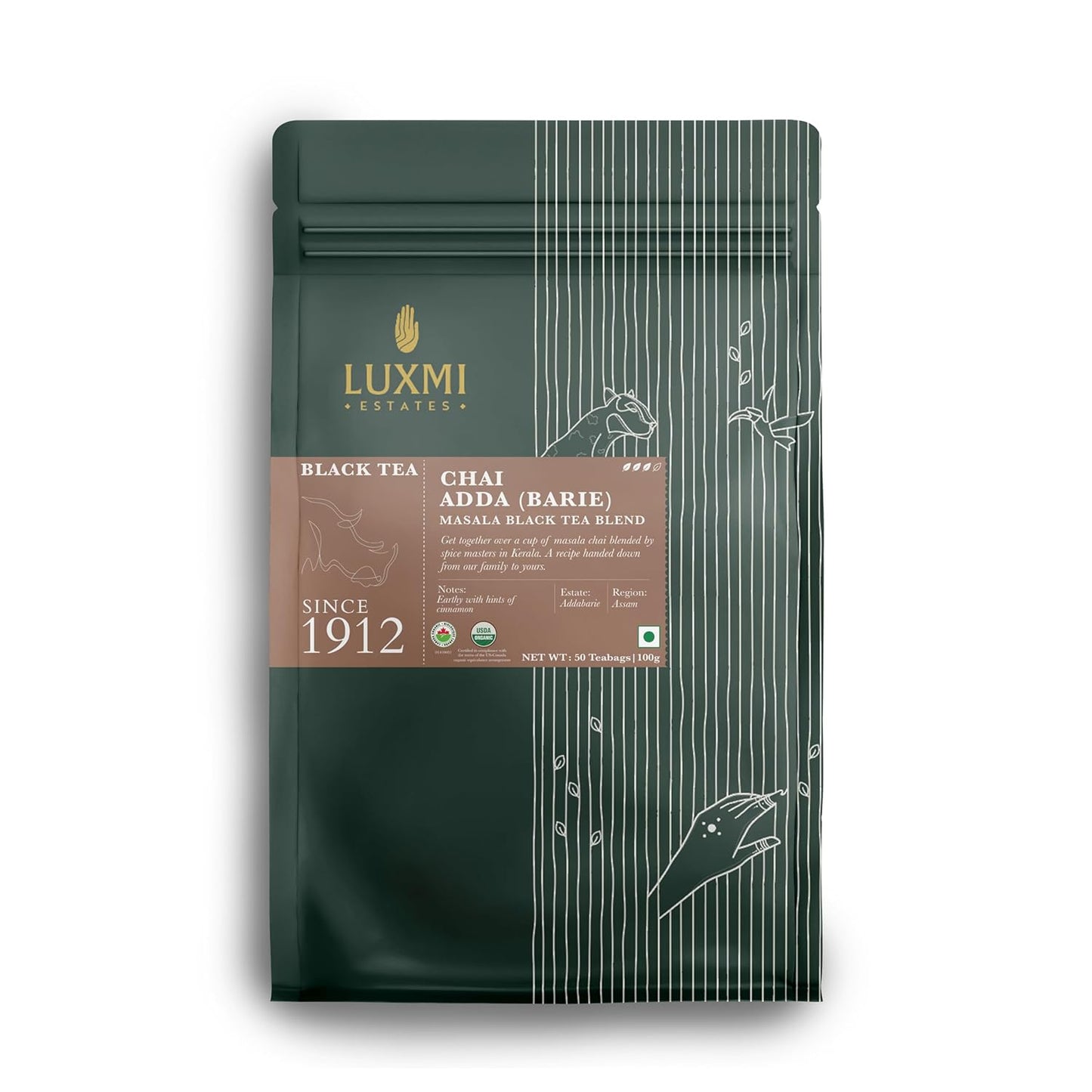 Luxmi Spiced Assam CTC Tea, Masala Chai Blend from India, TASTING NOTES: Aromatic, bright, robust, spicy & zesty, 250 Grams