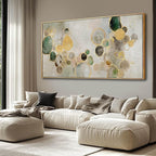 Abstract Canvas Wall Art Gold Circle Painting Green Artwork Framed Wall Prints by YJYart