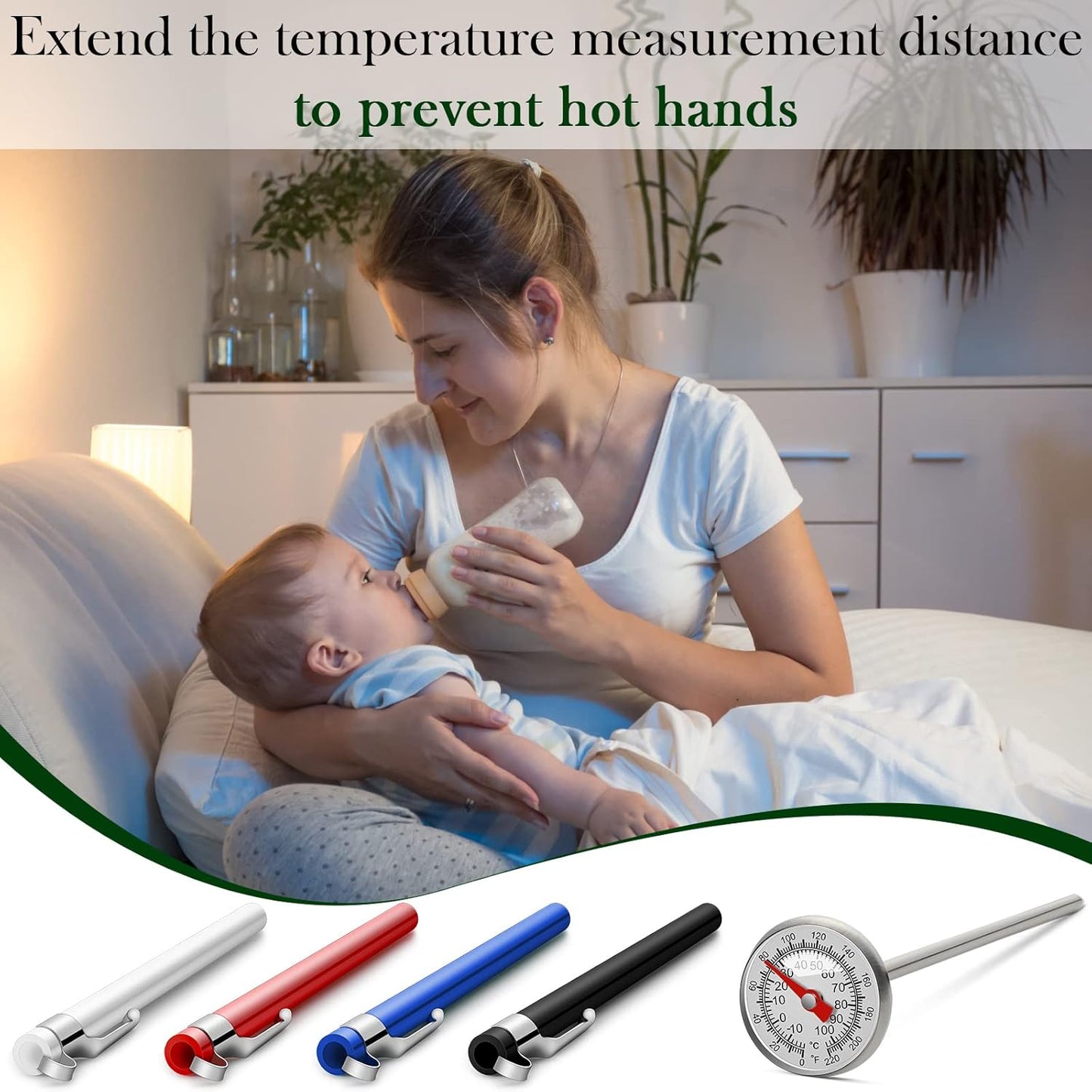 Xuhal 4 Pieces Stainless Steel Kitchen Pocket Thermometer Immediate Read 1 Inch Dial Food Thermometer with 4 Pcs Sleeves for Milk Frothing Oven Meat Cooking Probe Water Grill Coffee BBQ