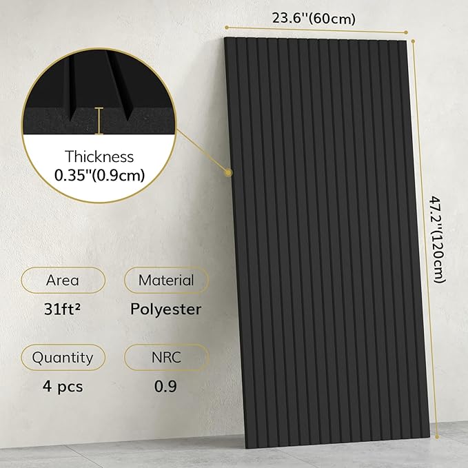 TONOR 4 Pack Large Acoustic Panels, 47.2" X 23.6" X 0.35" Acoustical Wall Panel - Image 2