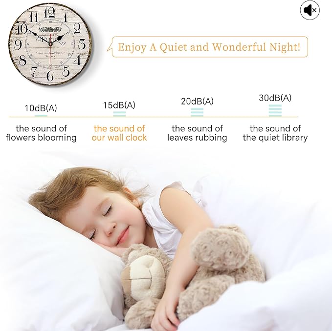 8 Inch Wall Clock Easy to Read Arabic Numerals Wooden Round Wall Clock Silent - Image 5