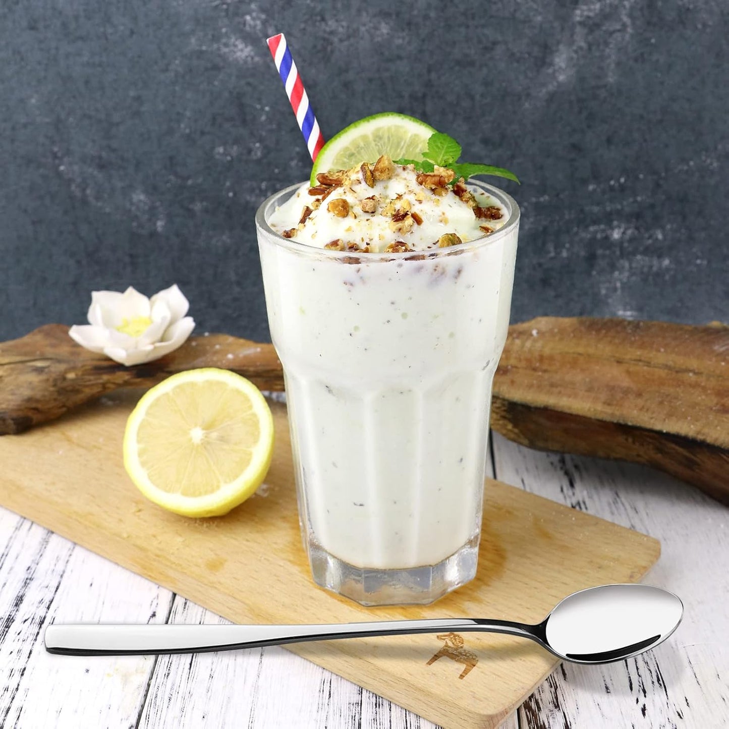 Stainless Steel Long Handle Iced Cream Tea Spoon, Set of 12