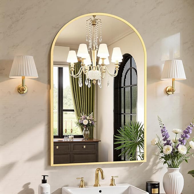 Sweetcrispy 24"x36.5" Arched Gold Bathroom Mirrors - Image 7