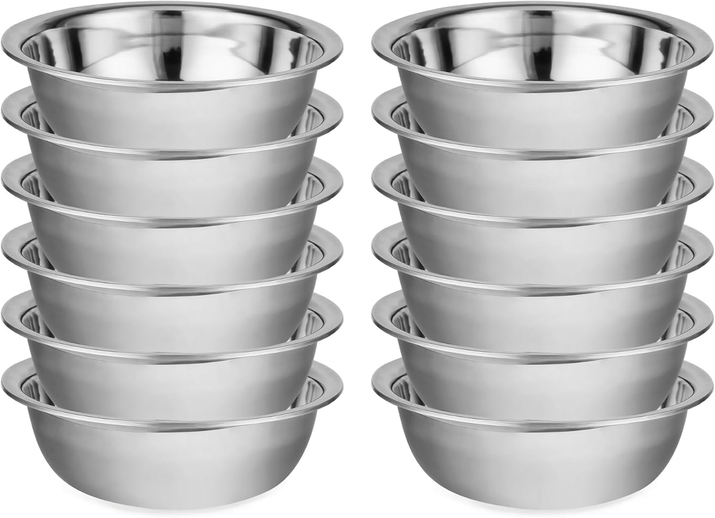 12 Pack 11.8 x 4 Inch Stainless Steel Mixing Bowls for Bulk Food Prep with Nesting Design for Hotel Restaurant and Home Kitchen Cooking in Silver