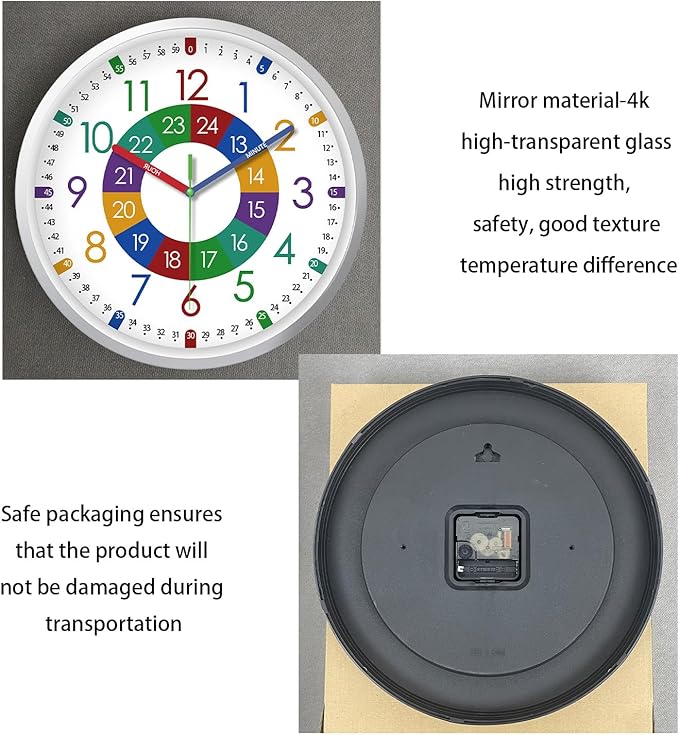 XFM Learning Clock for Kids Silent Non Ticking Battery Operated Colorful - Image 7