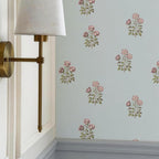 17.3" x 393.7" Vintage Blue Floral Wallpaper Peel and Stick Boho Wallpaper - Image 6