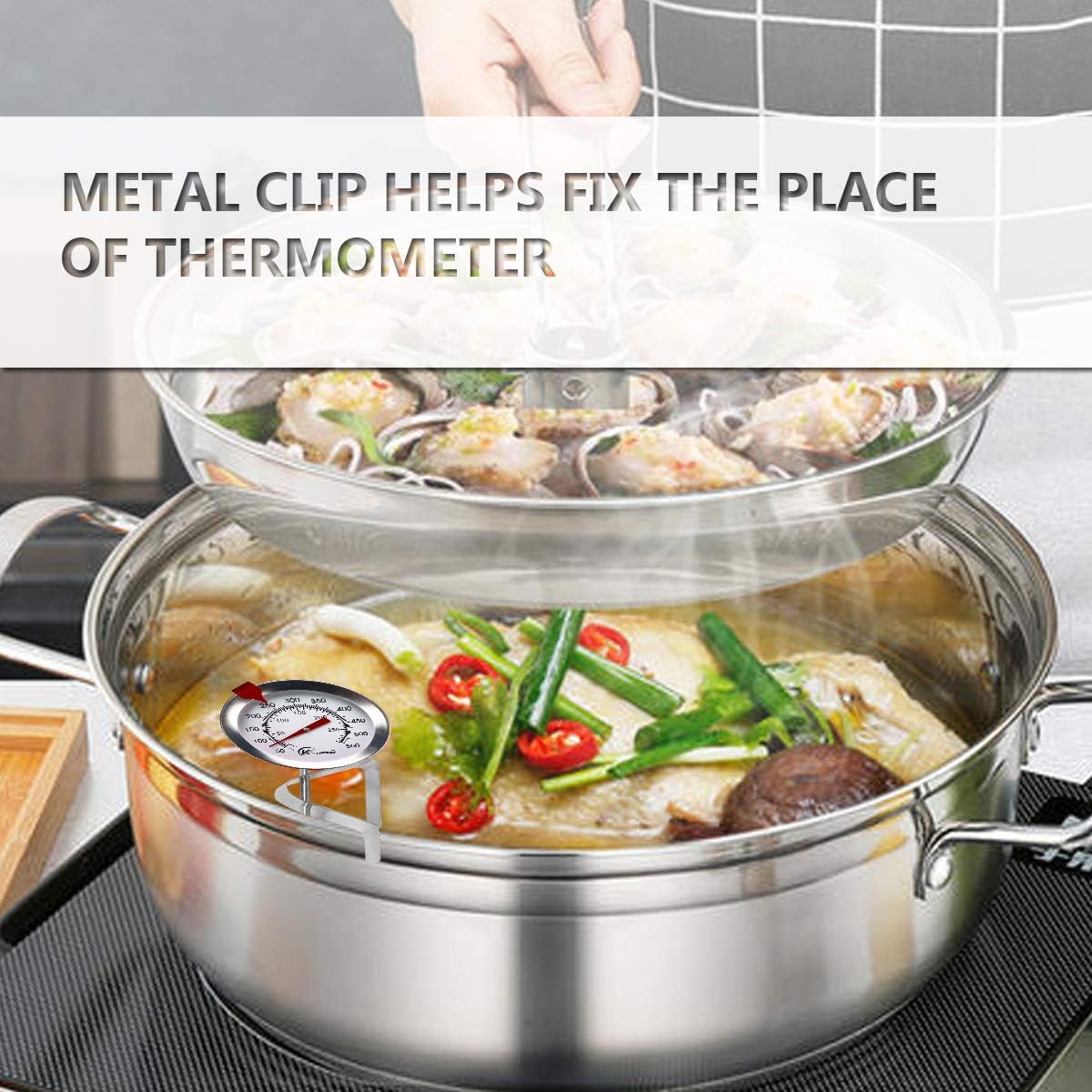 KT THERMO Deep Fry Thermometer with Instant Read,Oil Thermometer(2-Pack),12” Stainless Steel Stem Meat Cooking Thermometer,Best for Turkey,BBQ,Gril