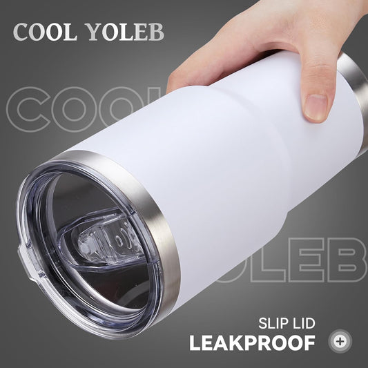 30 oz Tumbler with Lid Stainless Steel Tumblers Bulk Vacuum Insulated Cup Reusable Powder Coated Travel Mug Double Wall Leak Proof Cups Keep Cold Drinks for 12 Hours White, Set of 4