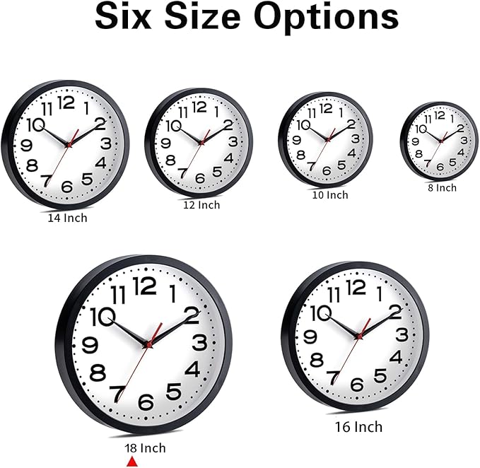 Roymnie Wall Clock Silent Non-Ticking Modern Clock Battery Operated 18 Inch - Image 3