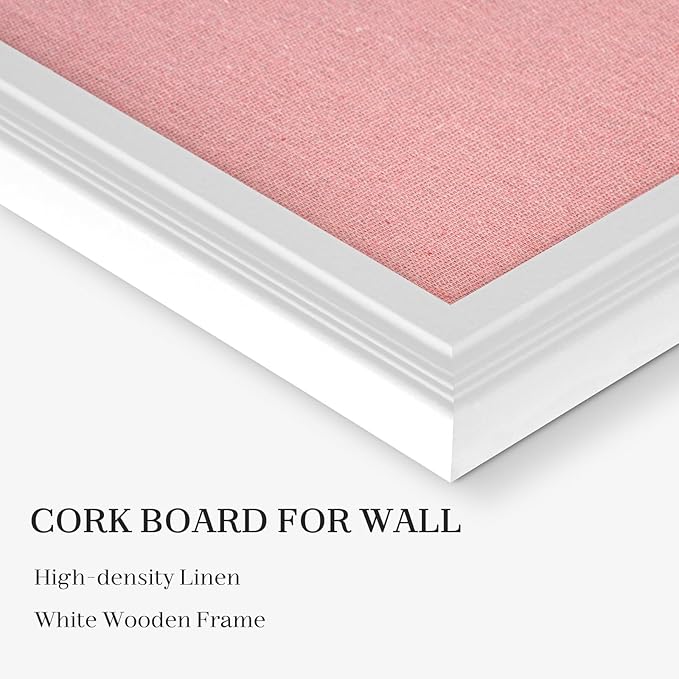 Large Pink Cork Board with Linen, Picture Display Vision Board Corkboards - Image 2