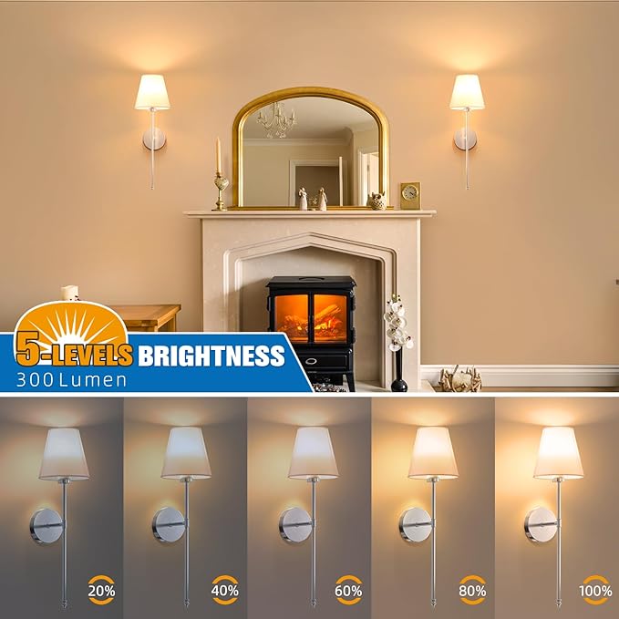 NIORSUN Battery Operated Wall Sconce Set of 2, Brushed Nickel Rechargeable Wall - Image 5
