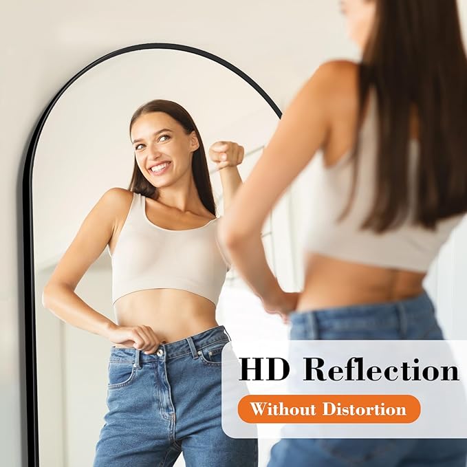 Sweetcrispy 56"x21" Arched Full Length Mirror, Leaning or Standing Full Body - Image 3