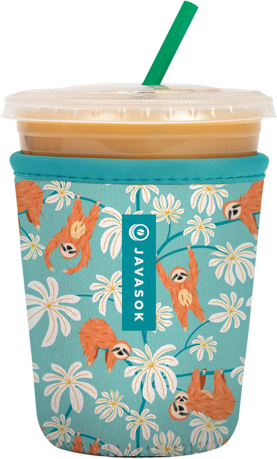 Sok It JavaSok Iced Coffee & Cold Soda Insulated Neoprene Cup Sleeve (Slothing Around, Small: 16-20oz)