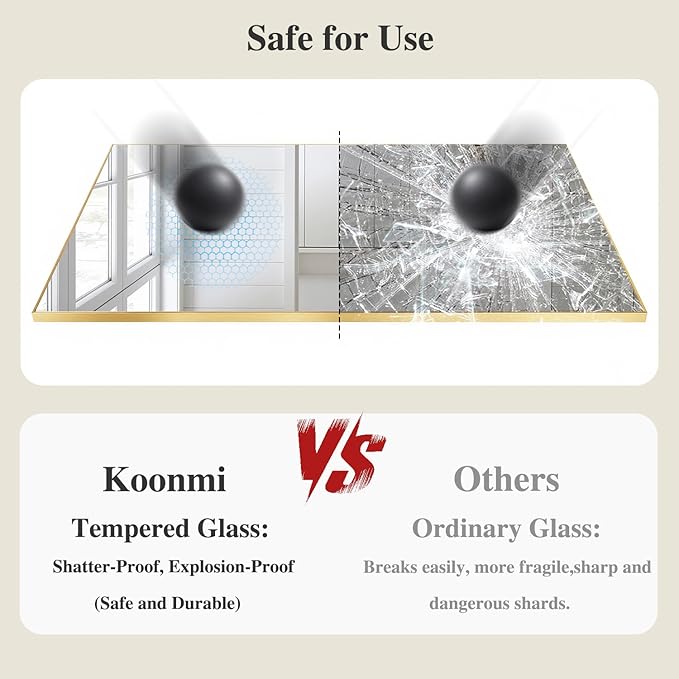 Koonmi Gold Mirrors for Wall, 30x48 Inch Bathroom Mirror, Rectangular Wall - Image 5