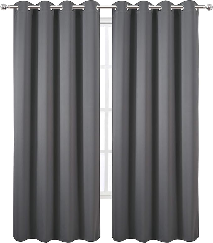 LEMOMO Grey Blackout Curtains/52 x 84 Inch/Set of 2 Panels Thermal Insulated - Image 2