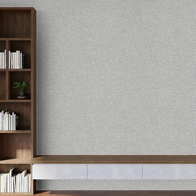 Gray Peel and Stick Wallpaper Slight Velvety Feeling Woven Fabric Grasscloth - Image 6