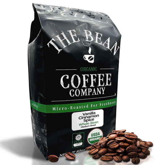 The Bean Organic Coffee Company Holiday Bean (Vanilla Cinnamon Spice), Medium Roast, Whole Bean Coffee, 5-Pound Bag