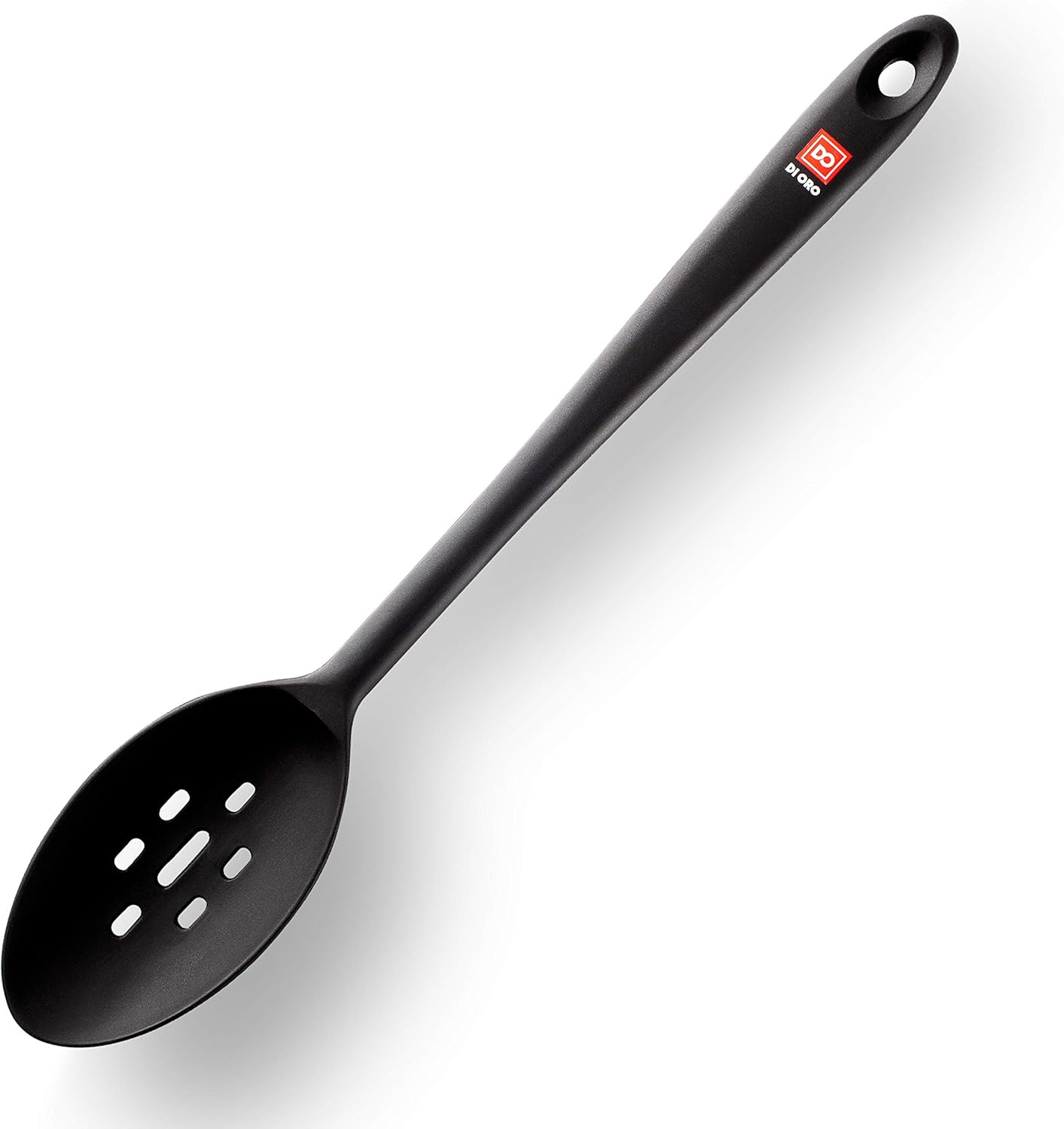 DI ORO Silicone Slotted Spoon - High Heat Silicone Spoon for Cooking & Serving - 600F Nonstick Safe - Dishwasher Safe (Black)