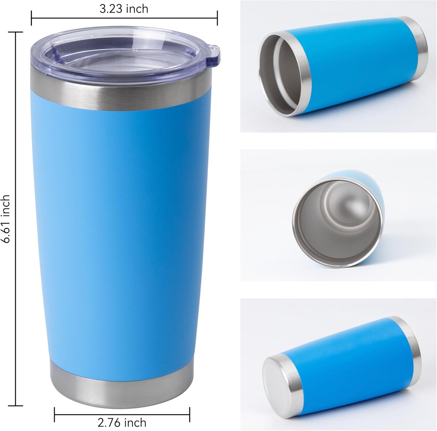 HASLE OUTFITTERS 20oz Stainless Steel Tumblers Bulk, Insulated Travel Cup with Lid, Double Wall Vacuum Coffee Mug for Cold & Hot Drinks 1 Pack, Royal Blue