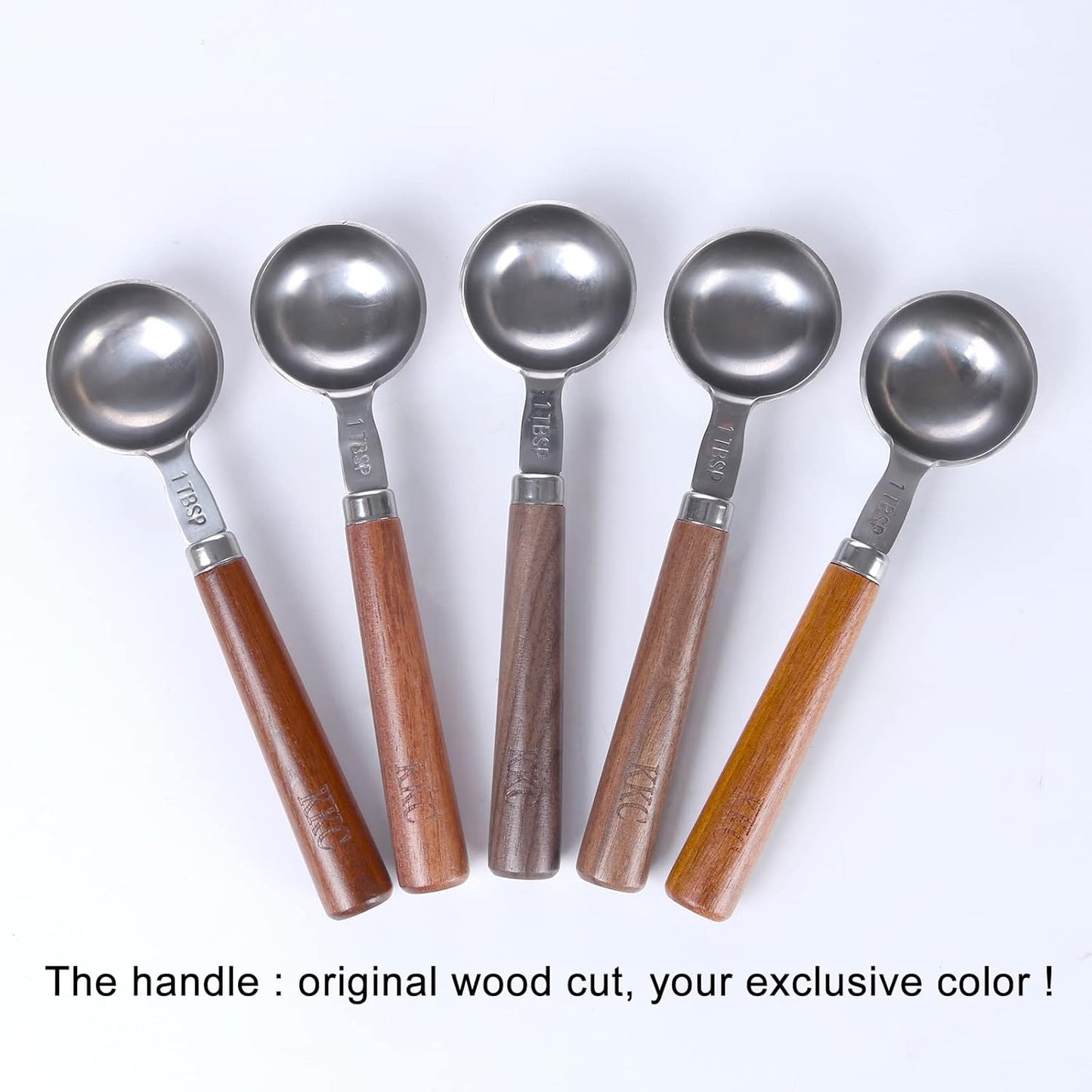 KKC HOME ACCENTS Wooden Handle Coffee Scoops - 1 Tablespoon, Coffee Bean & Tea Measuring Spoon, 2 Pcs, 6.7" Length