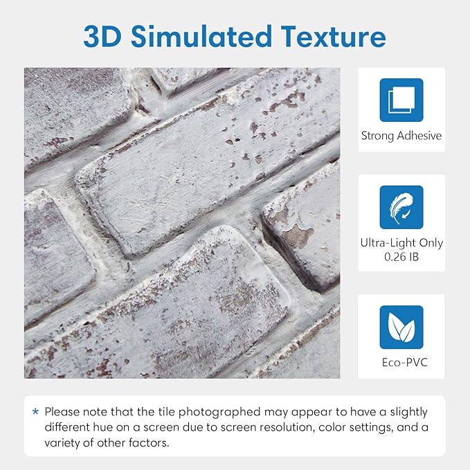 COMSTICKC 3D Whitewash Brick Wall Panel Peel and Stick, DIY UrltraLight PVC - Image 3