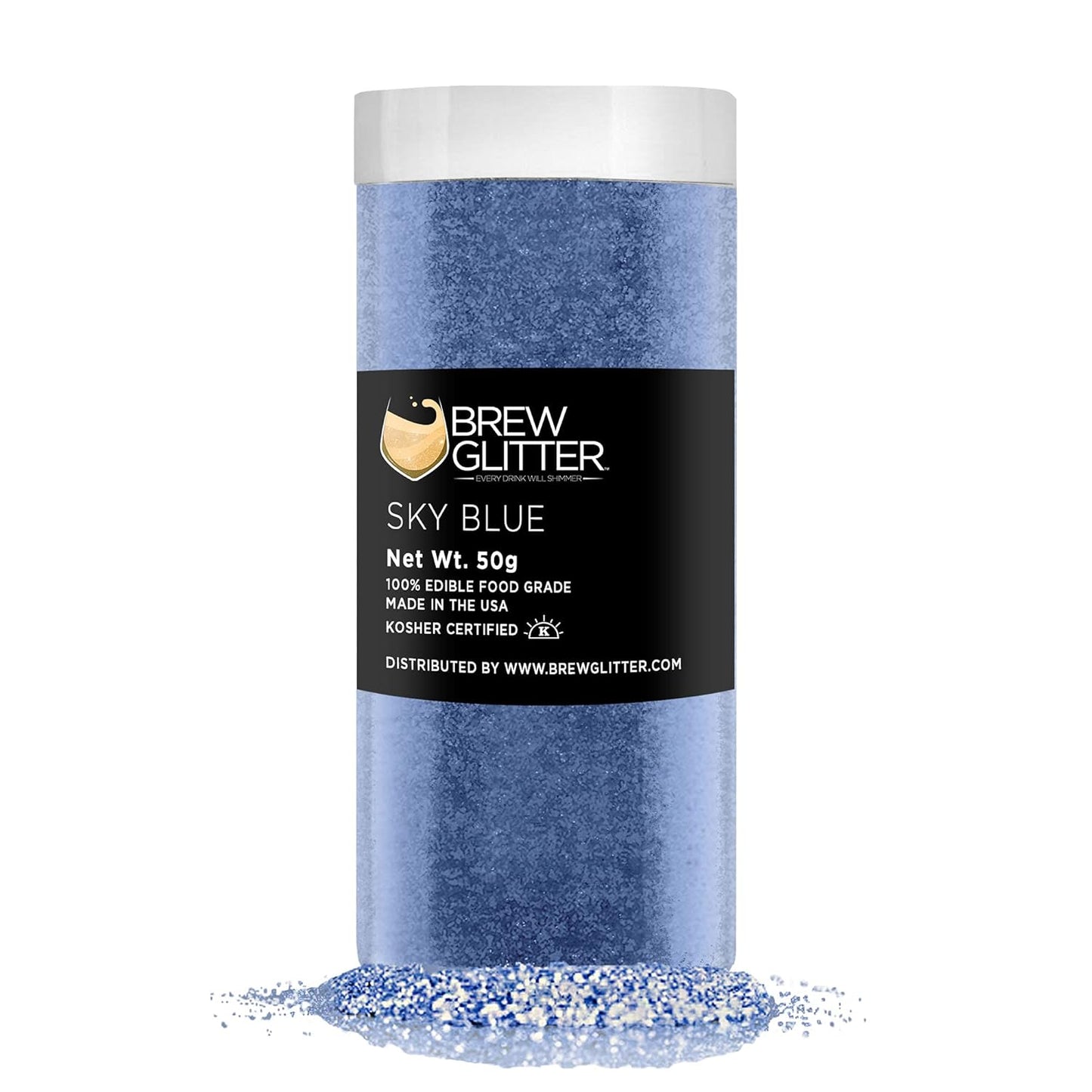 Sky Blue BREW GLITTER Edible Glitter For Drinks, Cocktails, Beer, Garnish Glitter & Beverages | KOSHER & HALAL Certified | 100% Edible & Food Grade | Vegan, Gluten, Nut Free (50g, Sky Blue)