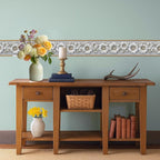 Silver Floral Wallpaper Border 196x4 Inch Peel and Stick Wall Border Metallic - Image 6