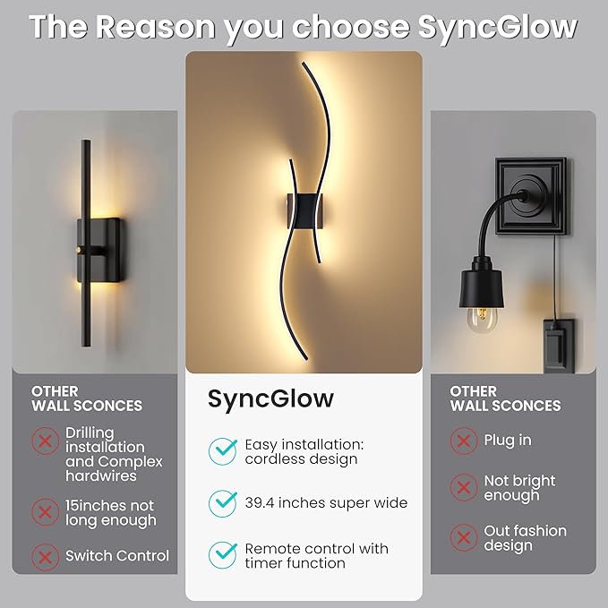 Battery Operated Wall Sconces Set of Two, 10000mAh Rechargeable Modern Wall - Image 9