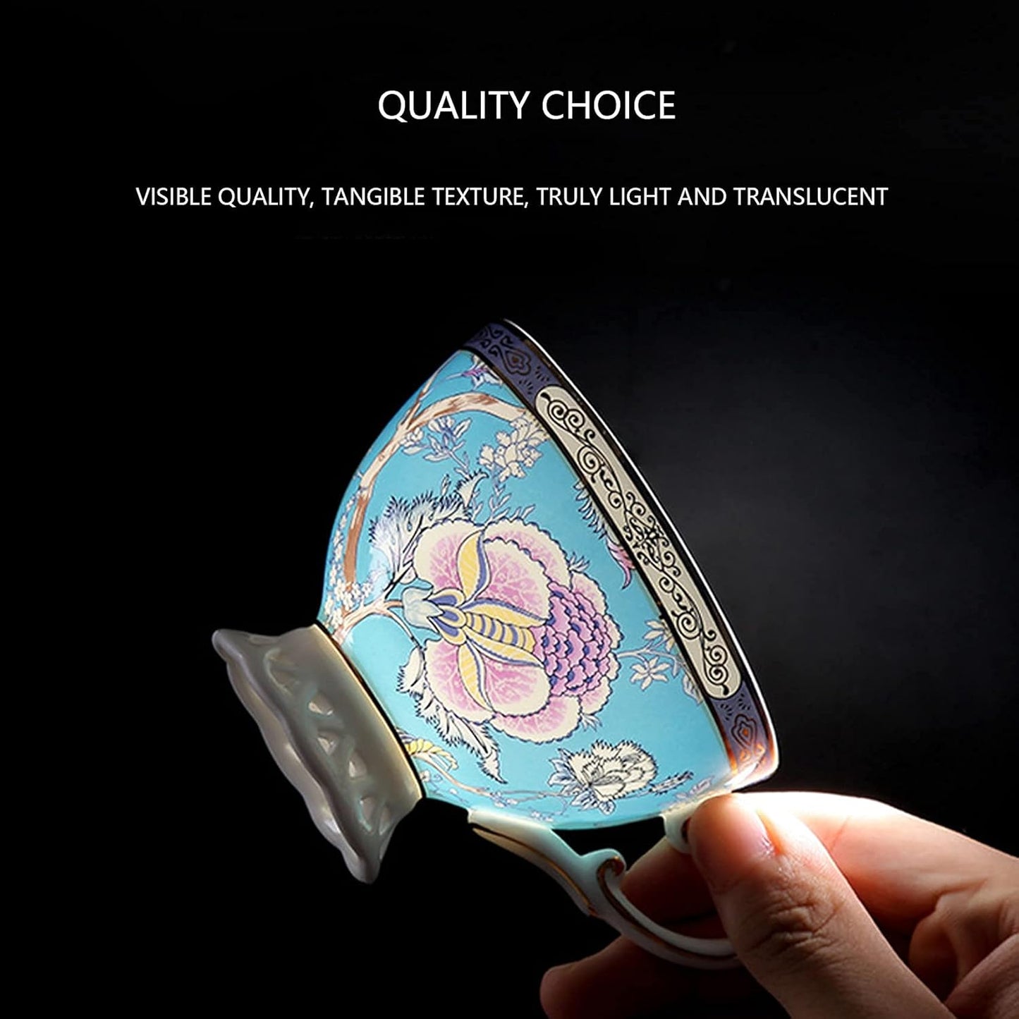 ACMLIFE Tea Sets for Adults for 6, Blue Tea Set with Cups, Fine Bone China 24K Gold, Tea Pot and Cups Set, Vintage British English Porcelain Afternoon Service Sets for Women Tea Party for Luxury Gift