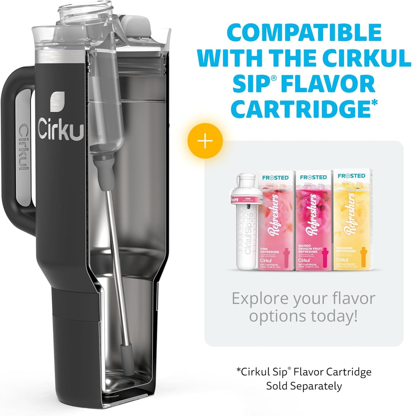 Cirkul 40oz. Carbon Stainless Steel Tumbler with Handle, All-Day StrawSip™, Double-Wall Insulated