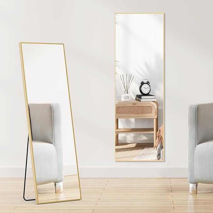 DUMOS Gold Full Length Mirror 59"x16.5" Full Body Floor Mirror by DumosLifestyle