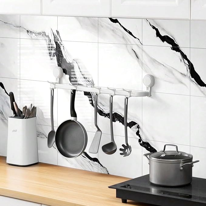 Chejiaye 10pcs Marble Peel and Stick Backsplash Waterproof Washroom Wall Panels - Image 3