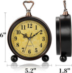Pumtus 2 Pack Vintage Retro Analog Alarm Clocks, 5.2 Inch Silent Non Ticking - Image 2