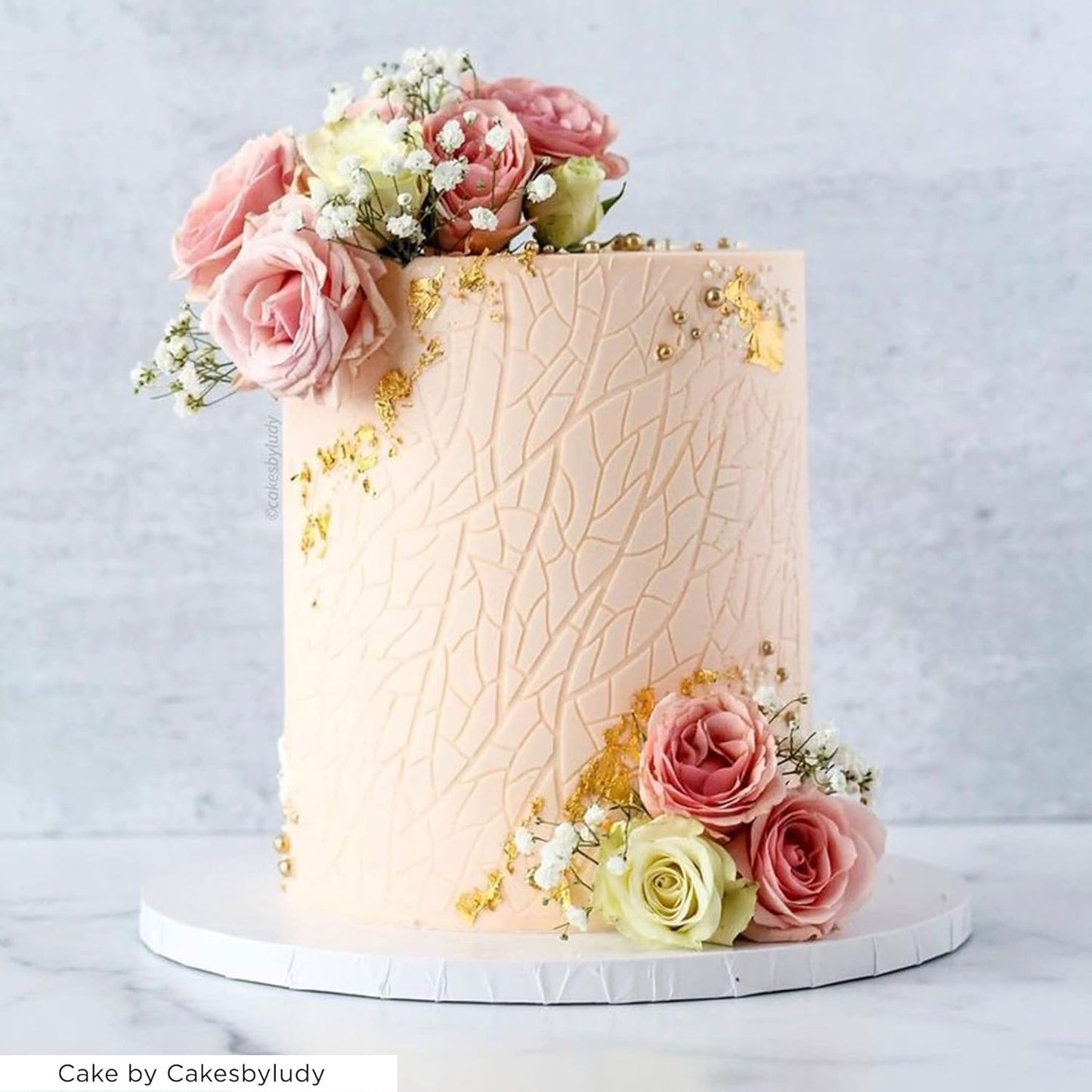 Cake Stencil - Seamless Delicate Pattern for Decorating Tall Double Barrel Cake to Use with Buttercream, Royal Icing, Ganache, Paint, Airbrush (MOZAI)